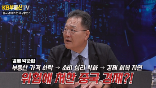 '중국 경제'에 대해 강준영 교수는 부동산 가격 하락, 소비 심리 약화, 경제회복 지연으로 악순환 되고 있다고 설명하고 있다.