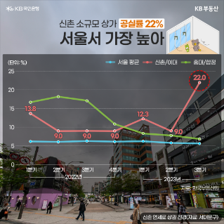'신촌' 소규모 상가 공실률은 서울 평균 5.6%에 비해 4배 가까이 높았는데요. 명동의 경우 코로나19 이후 관광객이 다시 늘면서 상권이 살아나고 있고, 신촌과 가까운 홍대, 합정 '공실률'도 6.9%에 그친다는 점과는 대조적입니다. 