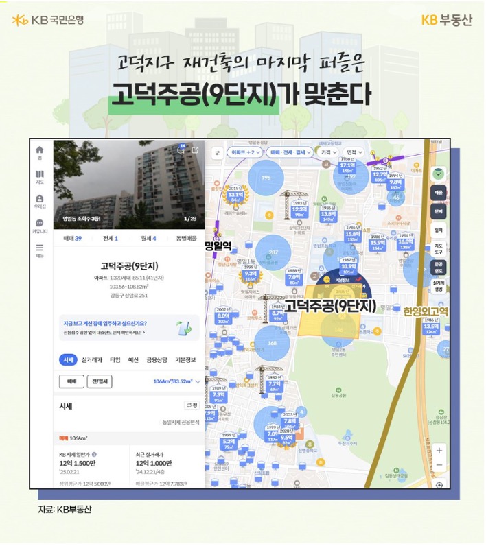 '고덕지구' '재건축 단지'인 고덕주공(9단지) 위치 및 정보를 보여주고 있다.