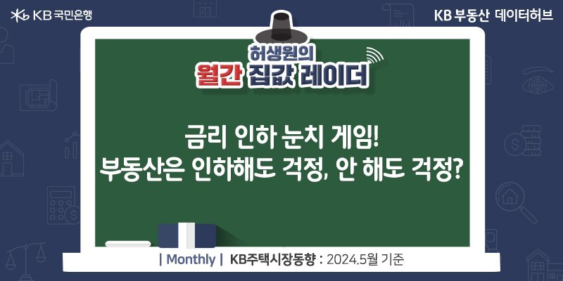 '금리 인하' 눈치 게임! 부동산은 인하해도 걱정, 안 해도 걱정?이라는 제목이 가운데 자리잡고 있다.