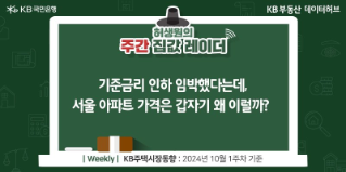 '기준금리' 인하 임박했다는데, '서울 아파트 가격'은 갑자기 왜 이럴까?라는 제목이 가운데 자리잡고 있다.