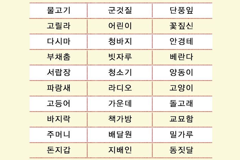 '기억력 체조'를 할 수 있는 문제를 보여주고 있다.