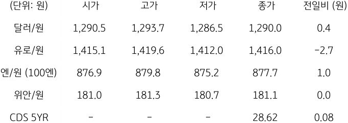 국내 외환 시장 동향