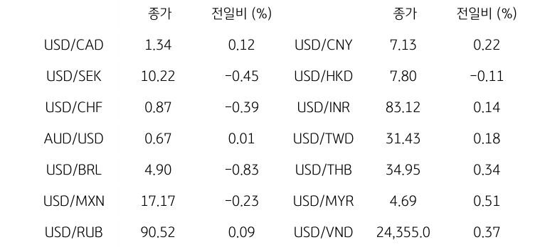 글로벌 주요 통화 동향