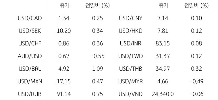 글로벌 주요 통화 동향