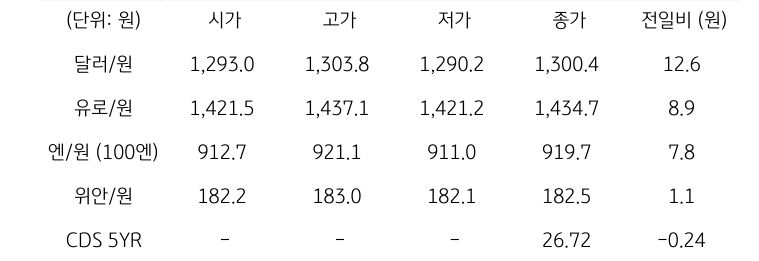 국내 외환 시장 동향