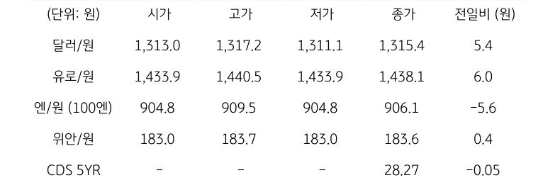 국내 외환 시장 동향