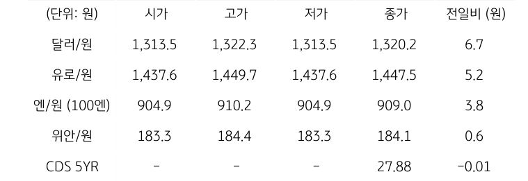 국내 외환 시장 동향
