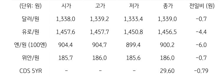 국내 외환 시장 동향