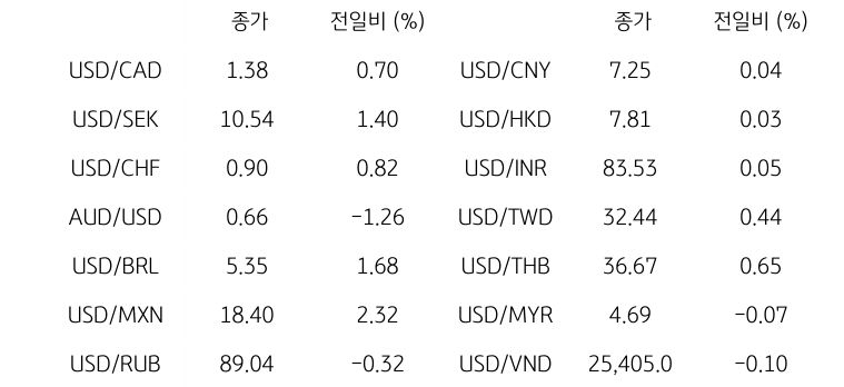 글로벌 주요 통화 동향