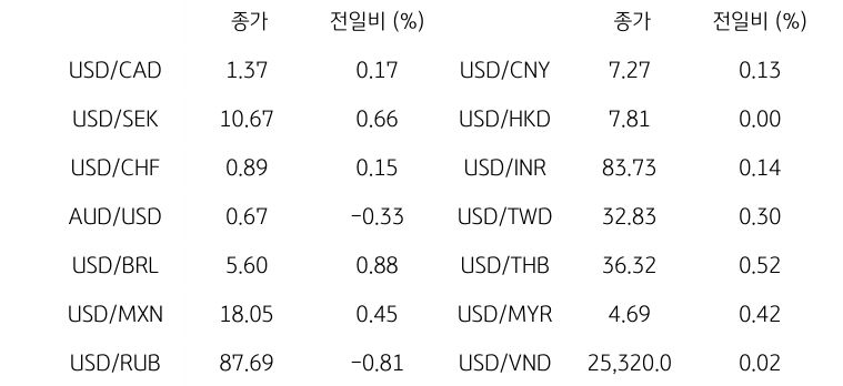 글로벌 주요 통화 동향