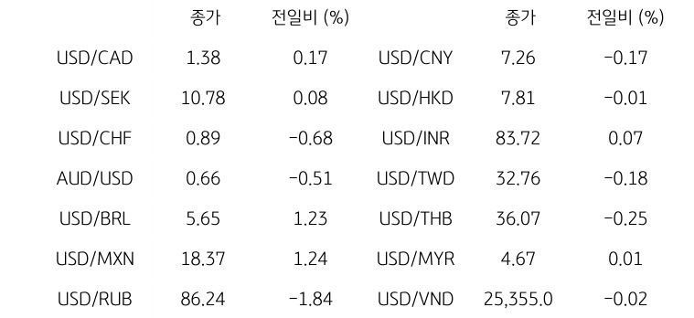 글로벌 주요 통화 동향