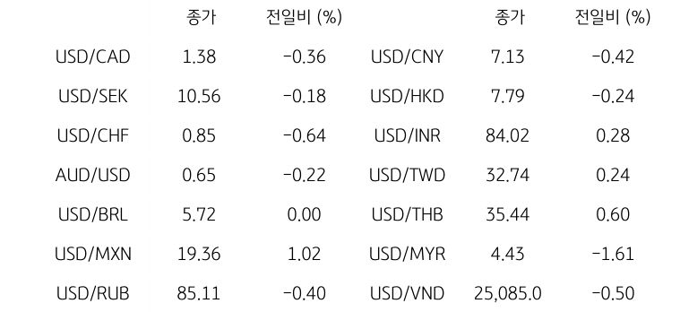 글로벌 주요 통화 동향