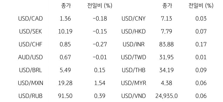 글로벌 주요 통화 동향