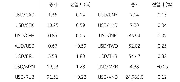 글로벌 주요 통화 동향