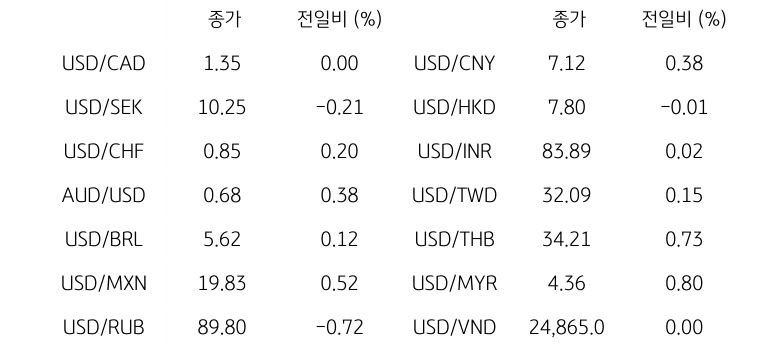 글로벌 주요 통화 동향