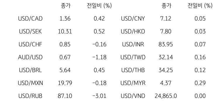 글로벌 주요 통화 동향