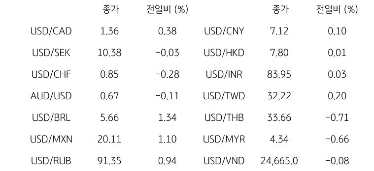 글로벌 주요 통화 동향