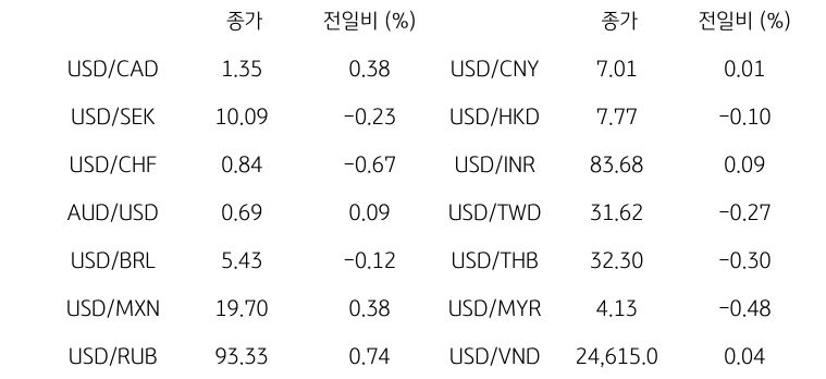 글로벌 주요 통화 동향