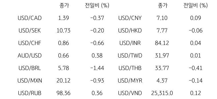 글로벌 주요 통화 동향