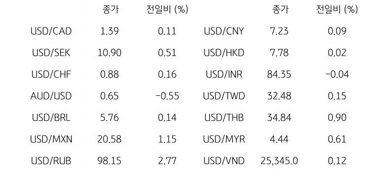 글로벌 주요 통화 동향