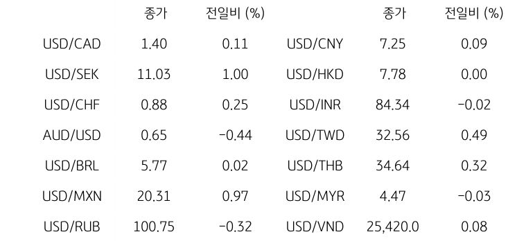 글로벌 주요 통화 동향