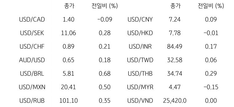 글로벌 주요 통화 동향