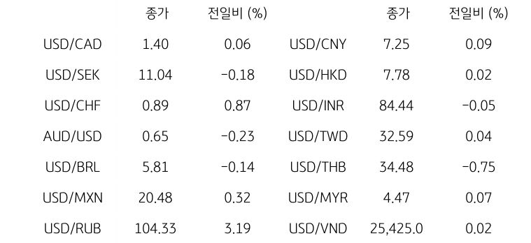 글로벌 주요 통화 동향