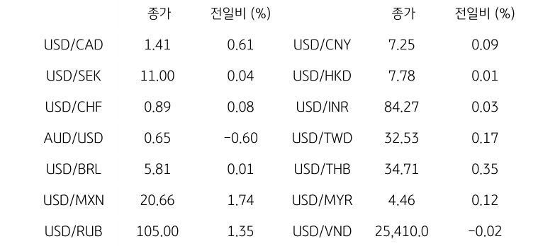 글로벌 주요 통화 동향