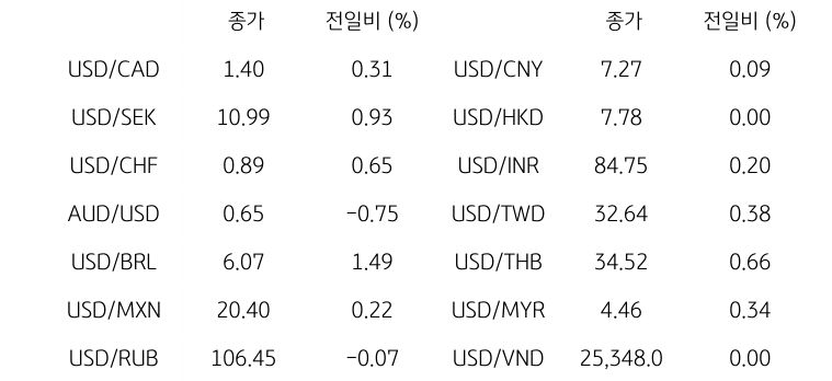 글로벌 주요 통화 동향