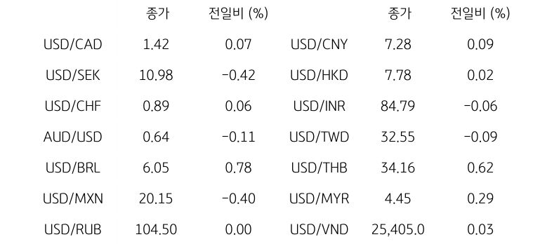 글로벌 주요 통화 동향