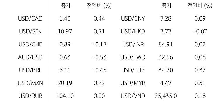 글로벌 주요 통화 동향