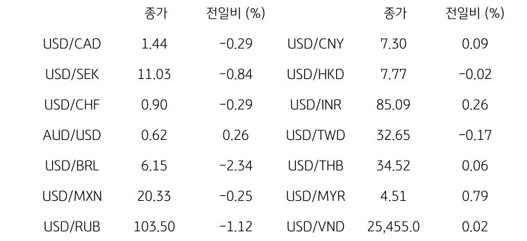 글로벌 주요 통화 동향