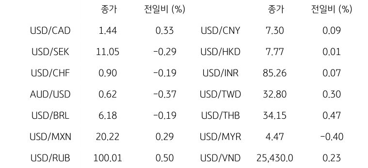 글로벌 주요 통화 동향