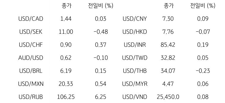 글로벌 주요 통화 동향