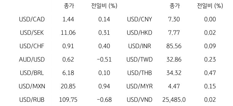 글로벌 주요 통화 동향