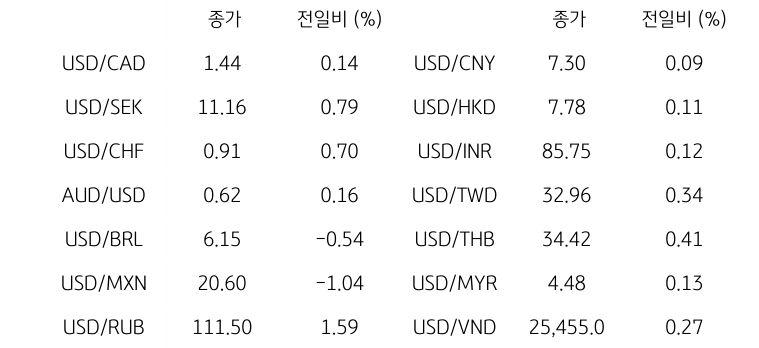 글로벌 주요 통화 동향