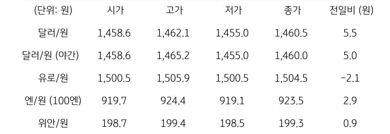 국내 외환 시장 동향