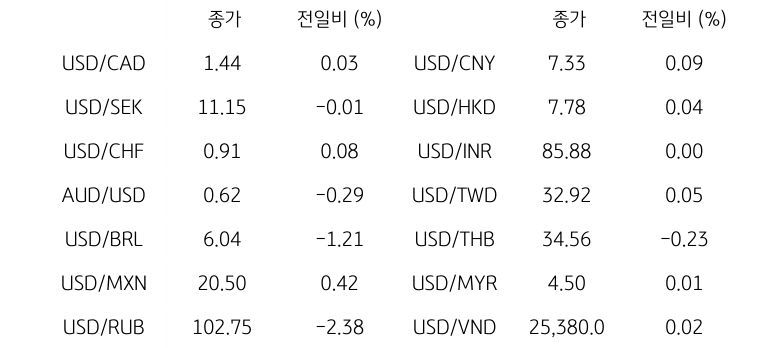 글로벌 주요 통화 동향