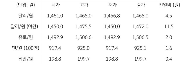 국내 외환 시장 동향