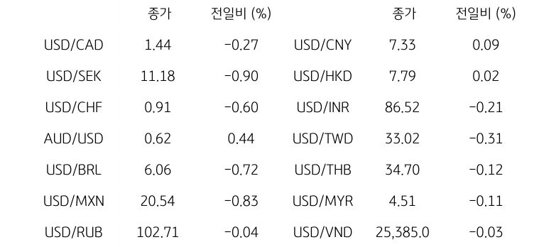 글로벌 주요 통화 동향