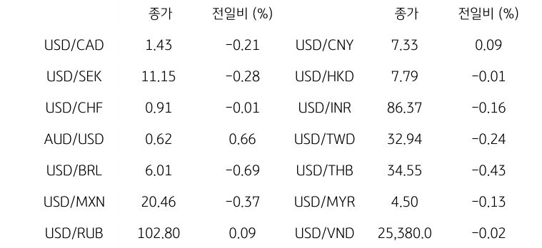 글로벌 주요 통화 동향