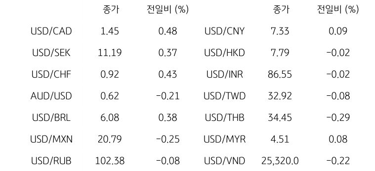 글로벌 주요 통화 동향