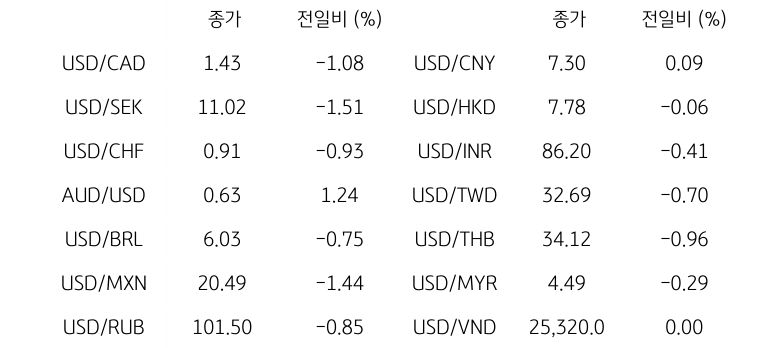 글로벌 주요 통화 동향
