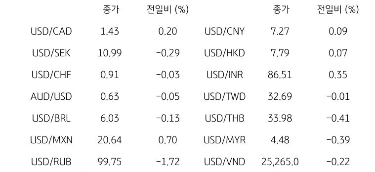 글로벌 주요 통화 동향