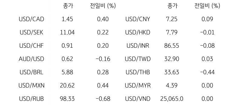 글로벌 주요 통화 동향
