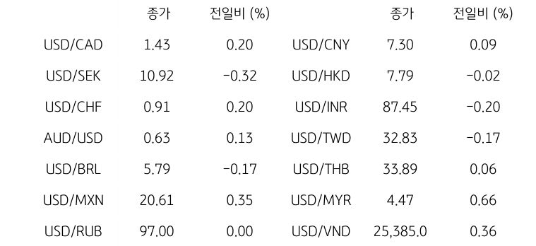 글로벌 주요 통화 동향