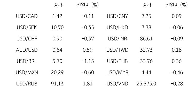 글로벌 주요 통화 동향