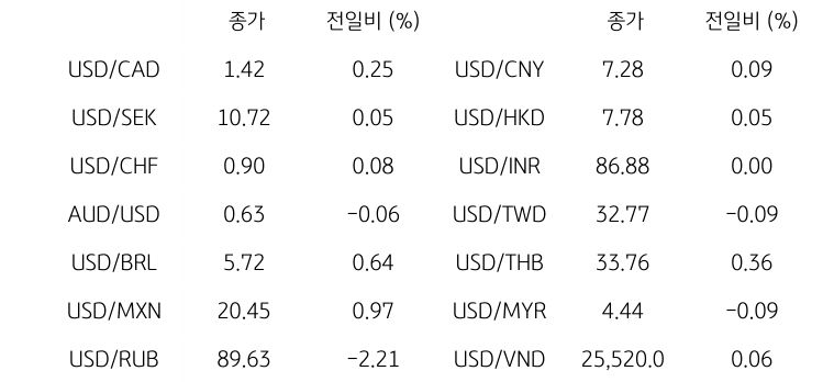 글로벌 주요 통화 동향