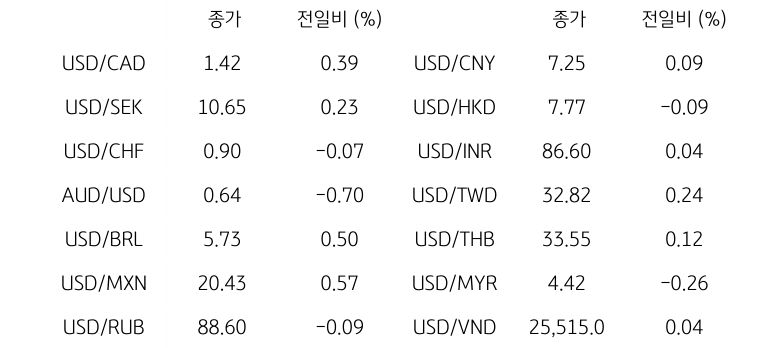 글로벌 주요 통화 동향